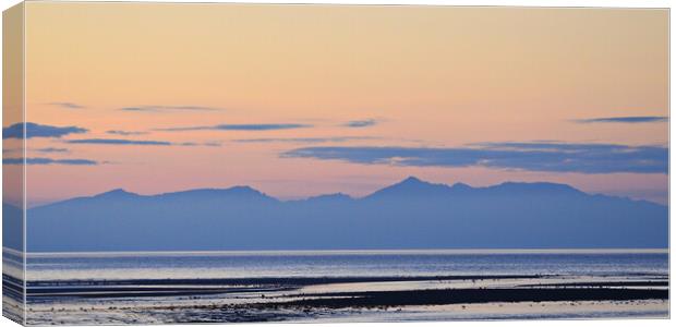 First day of spring over Isle of Arran at dusk Canvas Print by Allan Durward Photography