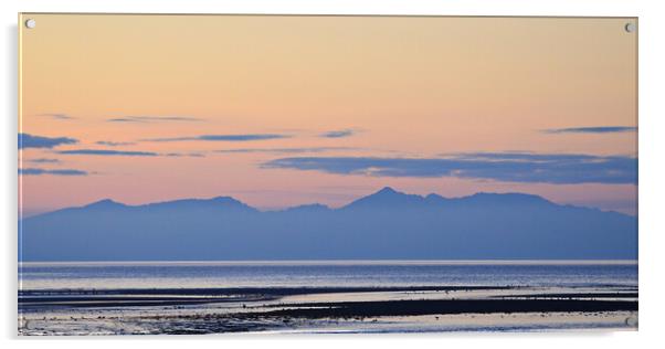 First day of spring over Isle of Arran at dusk Acrylic by Allan Durward Photography