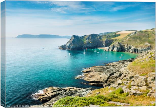 Gammon Head and Elender Cove, near Prawle Point, S Canvas Print by Justin Foulkes