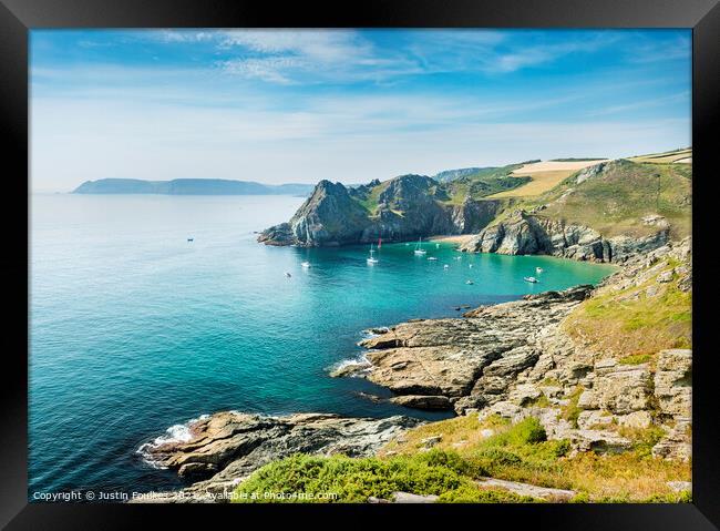 Gammon Head and Elender Cove, near Prawle Point, S Framed Print by Justin Foulkes