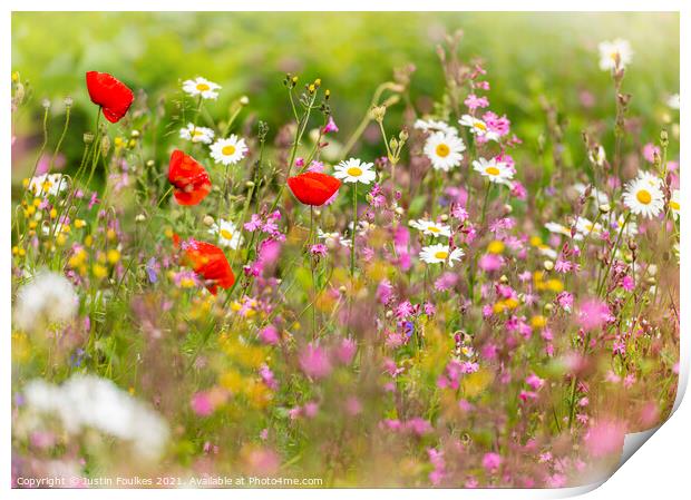 Wildflower Meadow Print by Justin Foulkes