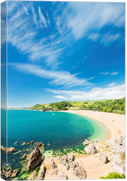 The beach at Blackpool Sands, near Dartmouth, Sout Canvas Print by Justin Foulkes