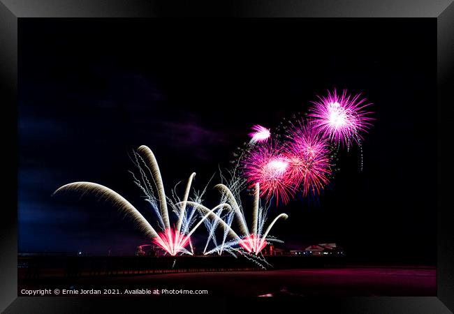 Blackpool International Fireworks competition 3 of Framed Print by Ernie Jordan