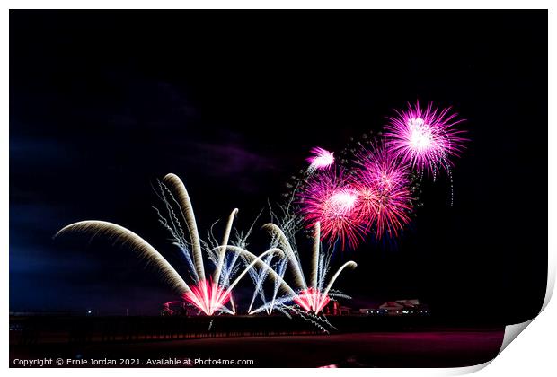 Blackpool International Fireworks competition 3 of Print by Ernie Jordan