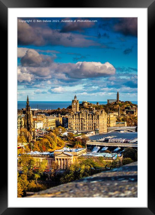 Edinburgh from Edinburgh Castle Framed Mounted Print by Ben Delves
