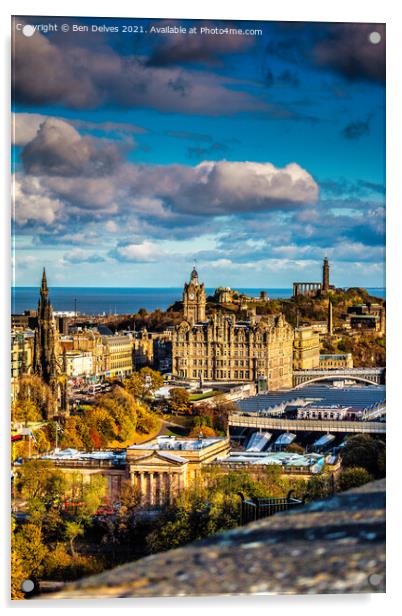 Edinburgh from Edinburgh Castle Acrylic by Ben Delves