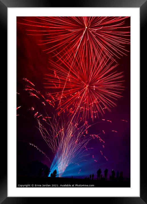 Fireworks 7114 Framed Mounted Print by Ernie Jordan