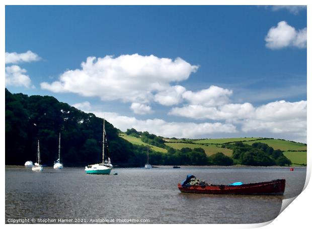 River Dart Boat's Print by Stephen Hamer