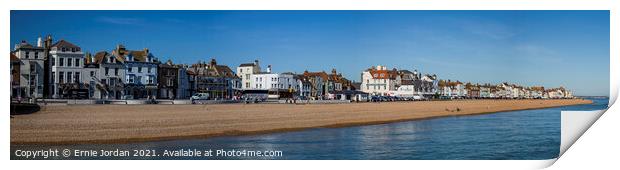 The Sandwich side of Deal seafront from the pier Print by Ernie Jordan