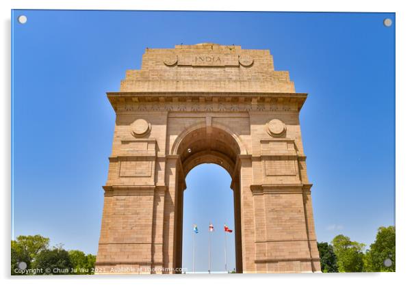 India Gate, a famous war memorial in New Delhi, India Acrylic by Chun Ju Wu