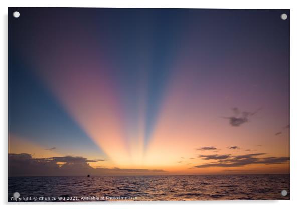 Colorful sunset light on the sea Acrylic by Chun Ju Wu