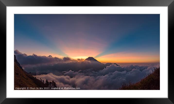 Sunset light on the mountains with sea of clouds Framed Mounted Print by Chun Ju Wu
