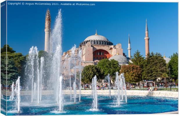 Hagia Sophia and fountain, Istanbul Canvas Print by Angus McComiskey