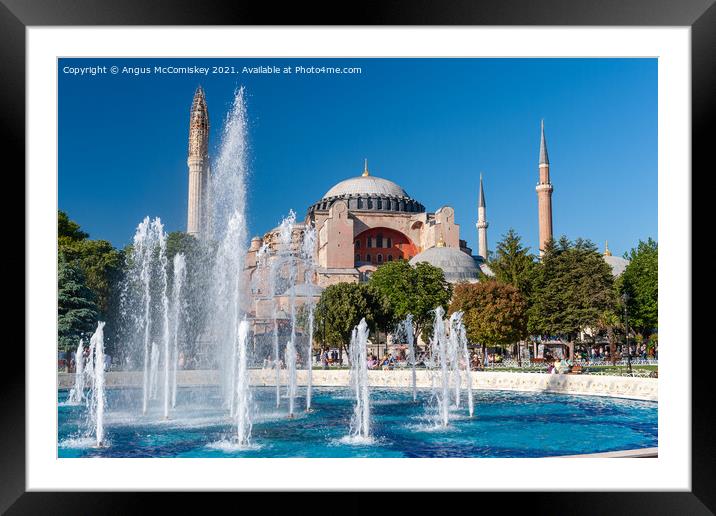 Hagia Sophia and fountain, Istanbul Framed Mounted Print by Angus McComiskey