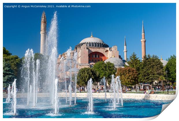 Hagia Sophia and fountain, Istanbul Print by Angus McComiskey