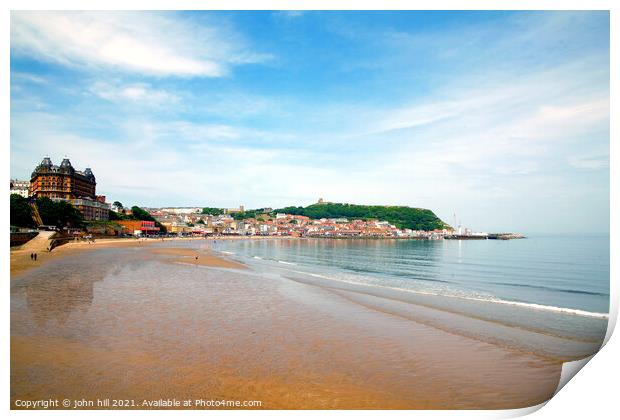 Scarborough at low tide in Yorkshire. Print by john hill