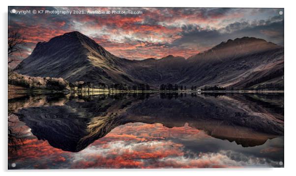 Buttermere Evening Reflections Acrylic by K7 Photography