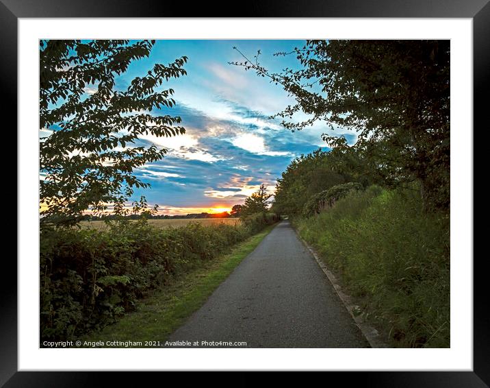 Path Towards the Sunset Framed Mounted Print by Angela Cottingham