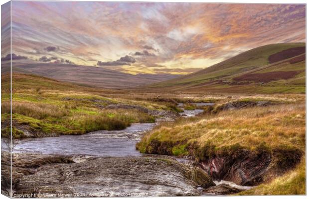 Elan Valley Wales  Sunset Canvas Print by Diana Mower