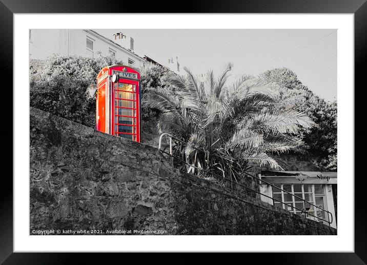 Classic British red telephone box  Framed Mounted Print by kathy white