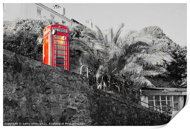 Classic British red telephone box  Print by kathy white