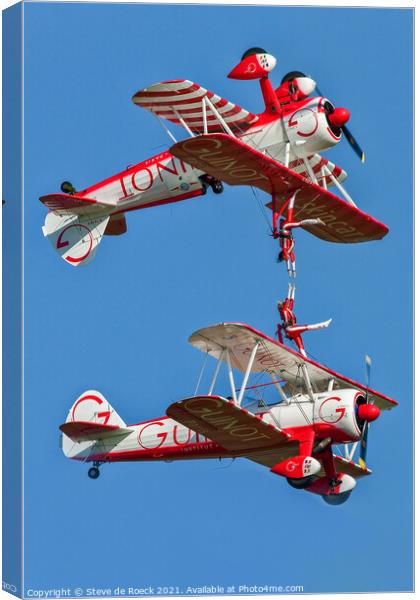 Boeing Stearman Wing Walkers Canvas Print by Steve de Roeck