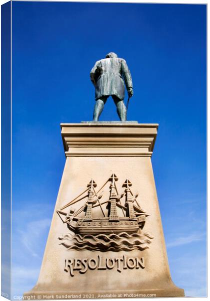 Captain Cook Statue at Whitby Canvas Print by Mark Sunderland