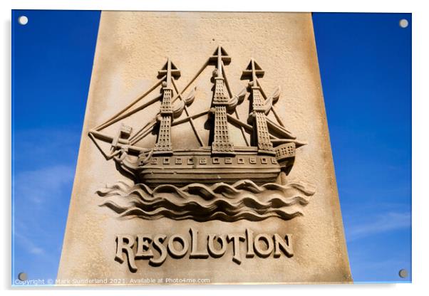 Carving Depicting The Ship Resolution on the Plinth of the Capta Acrylic by Mark Sunderland