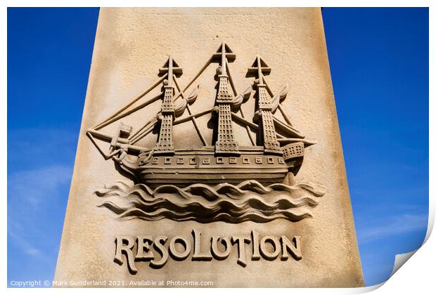 Carving Depicting The Ship Resolution on the Plinth of the Capta Print by Mark Sunderland