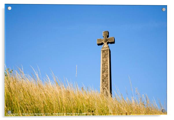 Caedmons Cross in Whitby Acrylic by Mark Sunderland