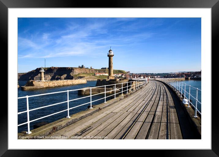 Whitby from the West Pier Framed Mounted Print by Mark Sunderland