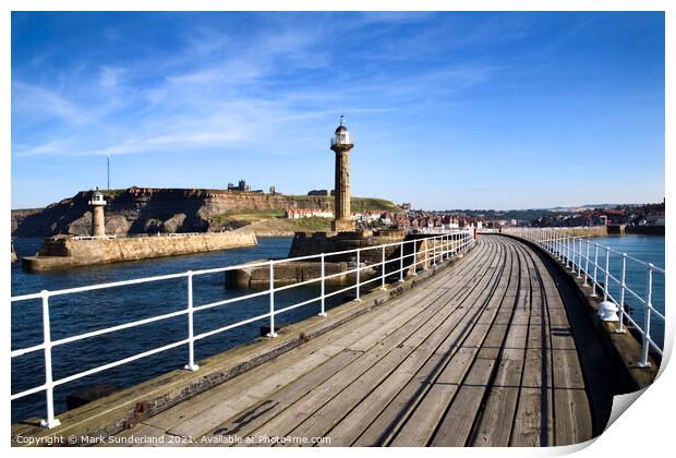 Whitby from the West Pier Print by Mark Sunderland