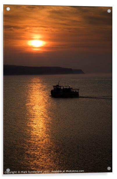 Sunset Cruise Sails across the Bay at Whitby Acrylic by Mark Sunderland