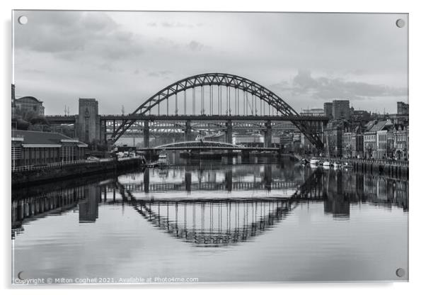 Tyne Bridge mirrored in the River Tyne Acrylic by Milton Cogheil