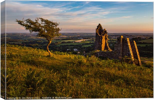 Pierces shaft on Caradon  Hill on Bodmin Moor Cornwall Canvas Print by Jim Peters