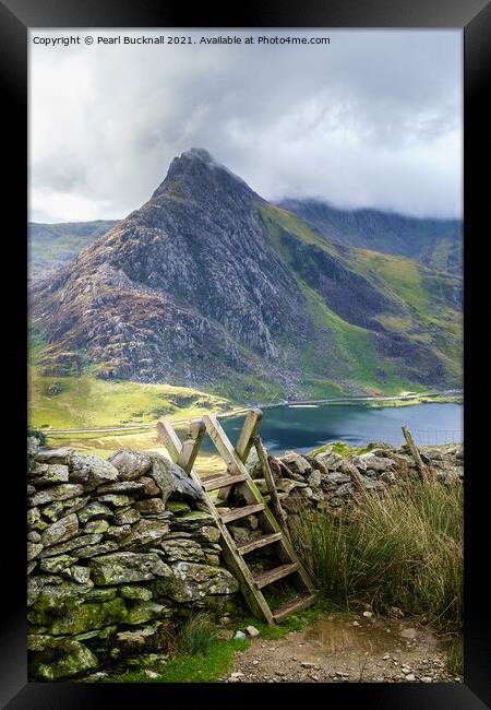 Welsh Mountain Path to Ogwen Snowdonia Wales Framed Print by Pearl Bucknall