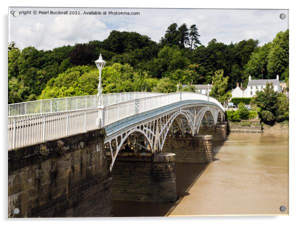 Old Wye Bridge Border Crossing Acrylic by Pearl Bucknall