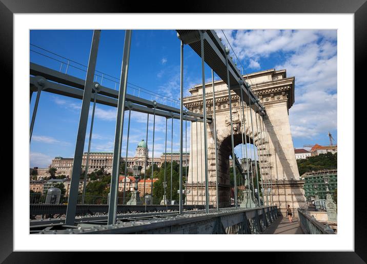 Chain Bridge and Buda Castle in Budapest Framed Mounted Print by Artur Bogacki