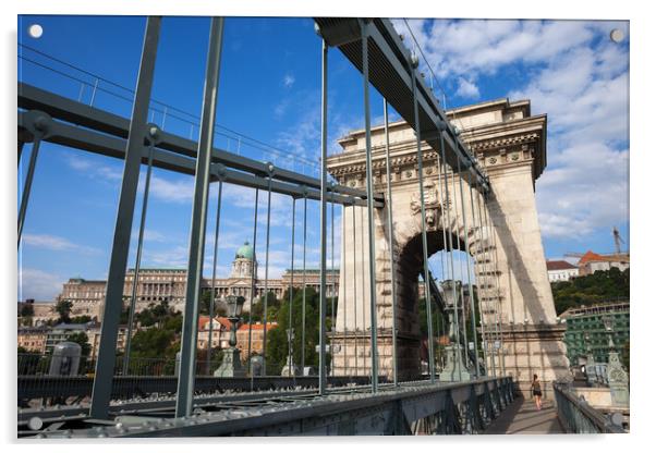 Chain Bridge and Buda Castle in Budapest Acrylic by Artur Bogacki