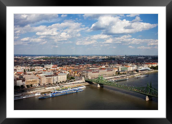 City Of Budapest Aerial View Cityscape Framed Mounted Print by Artur Bogacki