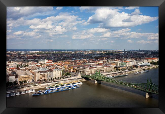 City Of Budapest Aerial View Cityscape Framed Print by Artur Bogacki