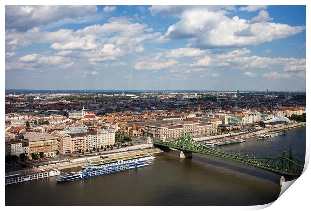 City Of Budapest Aerial View Cityscape Print by Artur Bogacki