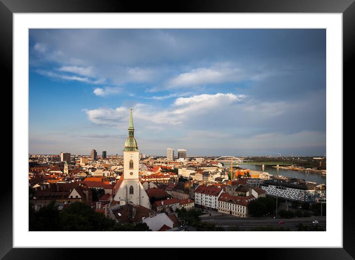 Bratislava City at Sunset in Slovakia Framed Mounted Print by Artur Bogacki
