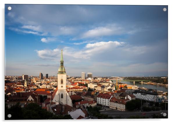 Bratislava City at Sunset in Slovakia Acrylic by Artur Bogacki