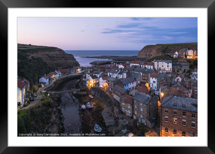 Staithes at Dusk Framed Mounted Print by Gary Clarricoates