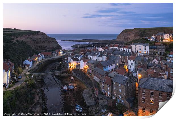 Staithes at Dusk Print by Gary Clarricoates
