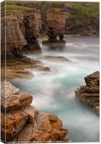 Ethereal Yesnaby Castle Sea Stack Canvas Print by Barbara Jones