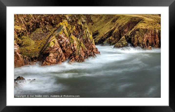 Red granite cliffs, Bullers of Buchan Framed Mounted Print by Don Nealon