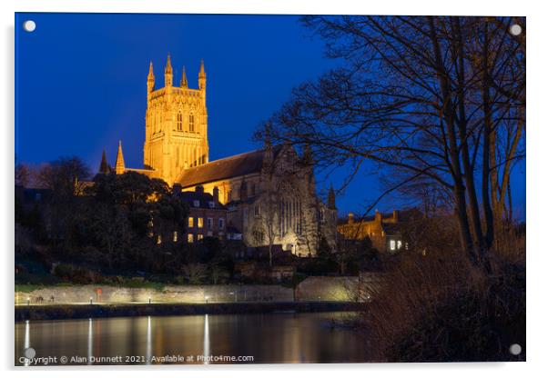 Worcester Cathedral at golden hour Acrylic by Alan Dunnett