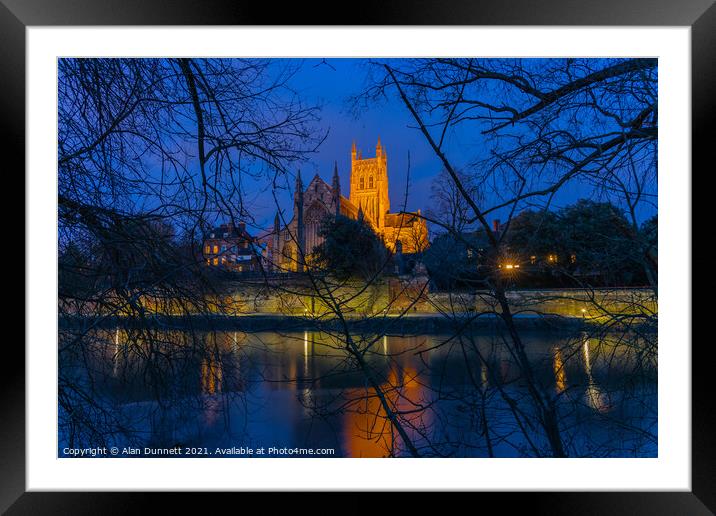 Worcester Cathedral Framed Mounted Print by Alan Dunnett